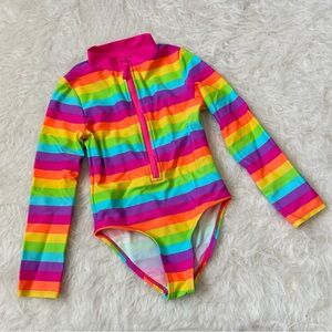 Gymboree Multicolor Rainbow Striped Toddler Rashguard Swimsuit